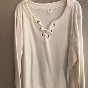 Sweater- with draw strings.